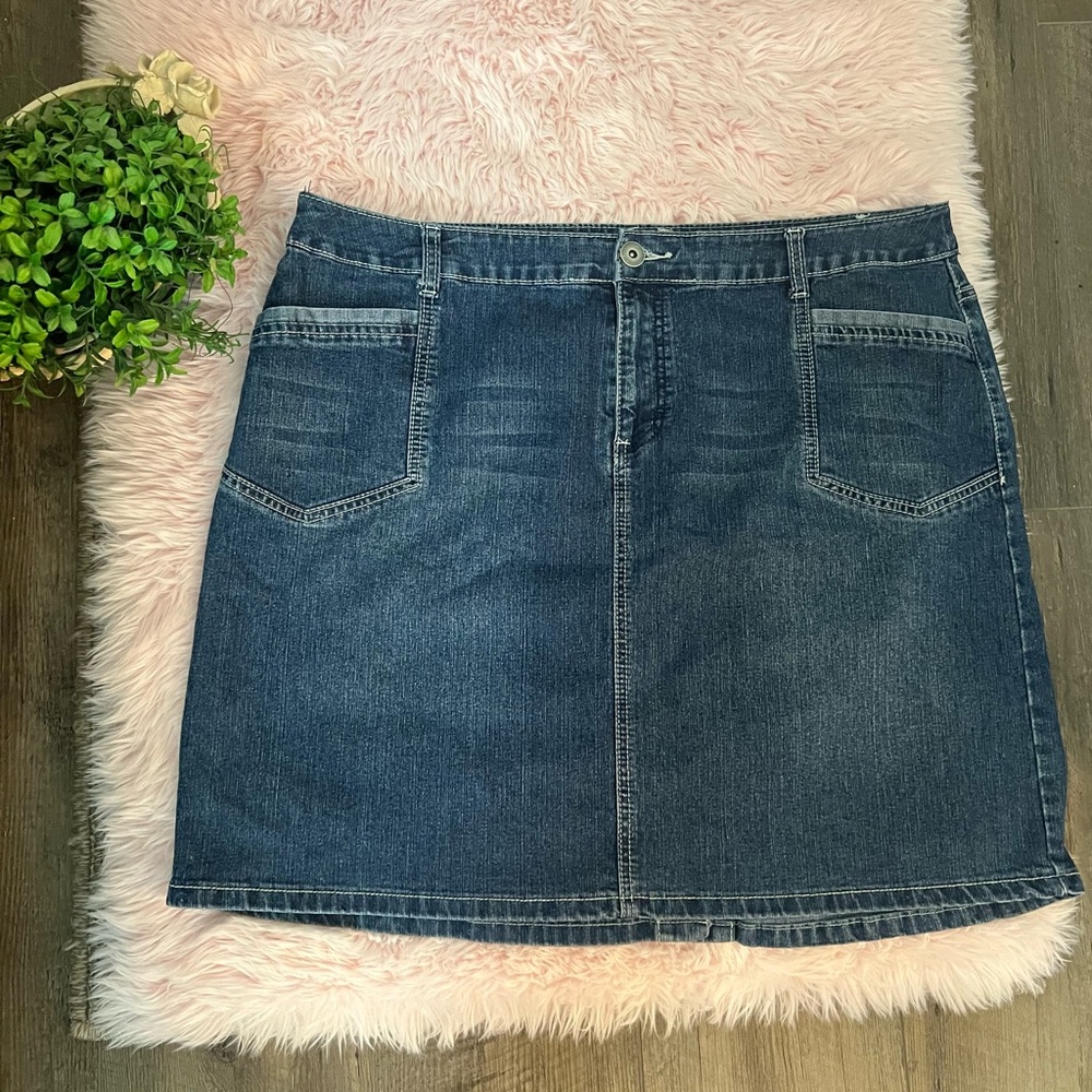 Dressbarn Y2k Blue Jean Denim Knee Length Pencil Skirt Sz 16